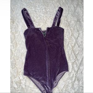 Purple velvet bodysuit